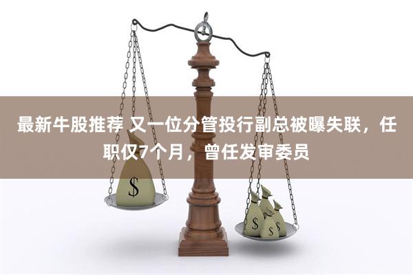最新牛股推荐 又一位分管投行副总被曝失联，任职仅7个月，曾任发审委员